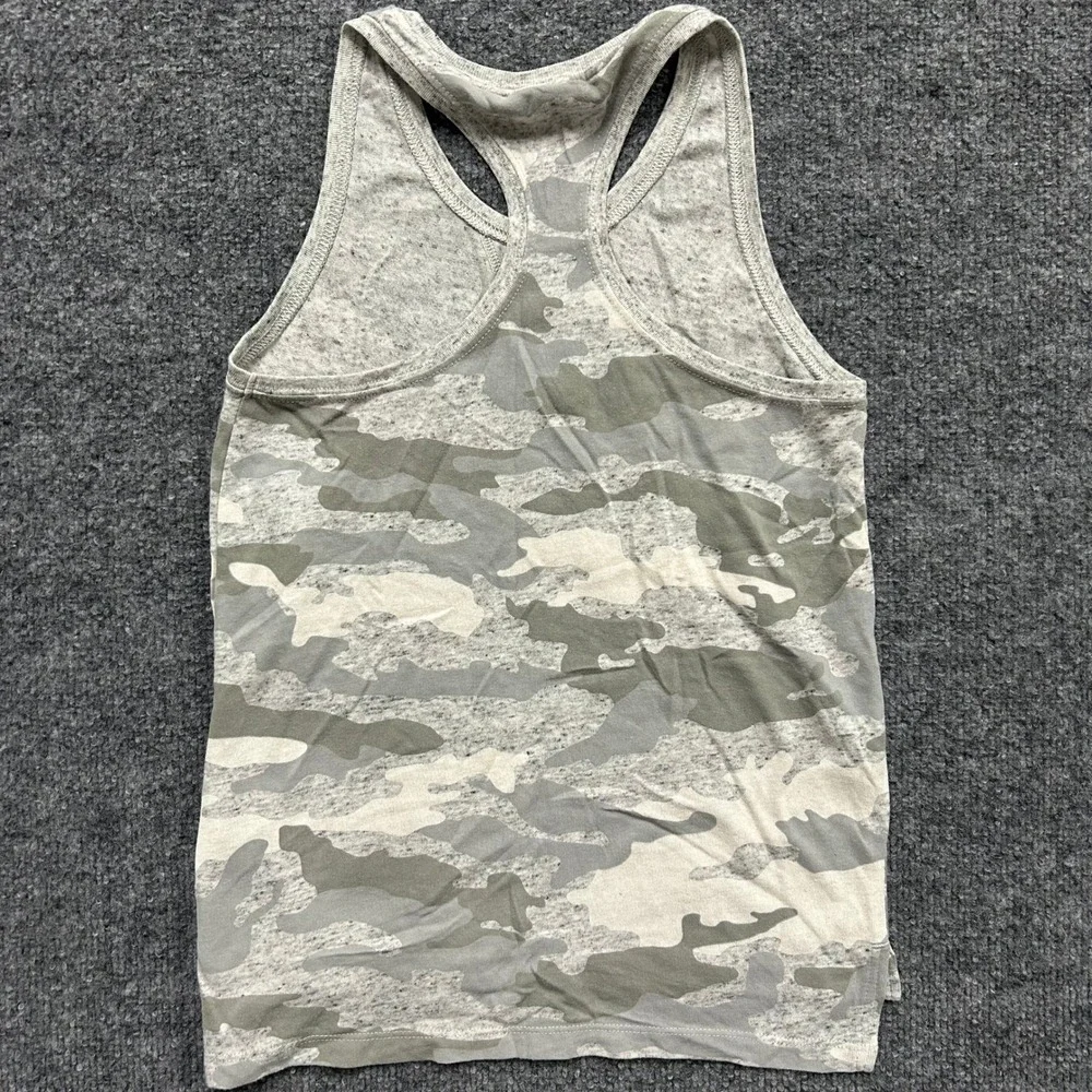 Nike Tank Top Womens Size L Grey Camo Racerback Graphic Logo Casual Athletic